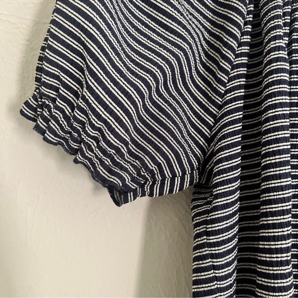 Madewell Texture And Thread Stripe Nwt Rouched Ne… - image 3